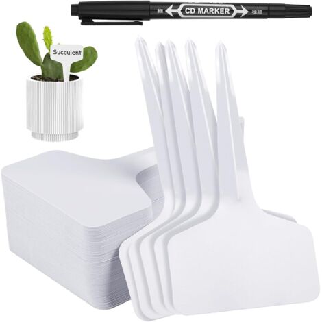 Étiquettes Jardin Extérieur 200 Pièces en Plastique Type T avec Stylo – Pour Semences, Herbes Aromatiques, Fleurs et Légumes Potagers (1/4)
