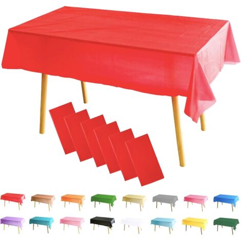 6 Serviettes de Table Rouges Imperméables en PEVE 137 x 274 cm pour Fêtes, Mariages, Pique-Niques, Jardin et Décor Intérieur Extérieur (1/4)