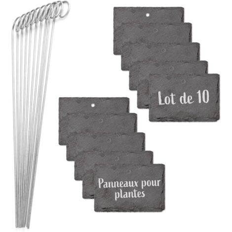 Étiquettes Plantes en Ardoise Réutilisables 10 Pièces – Résistantes aux Intempéries, avec Piquets Acier – 10 x 7 cm – Pour Herbes et Légumes (1/4)