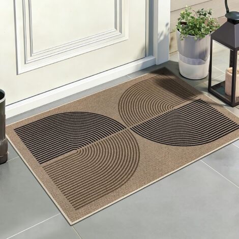 Paillasson Intérieur Extérieur 50 x 80 cm Aspect Jute Antidérapant Anti-Saleté Lavable Pour Entrée Porte Balcon (1/4)