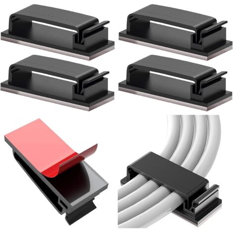10 Pièces Clips de Gestion de Câbles Adhésifs Noirs pour TV, PC, Ordinateur Portable et Équipements Électriques – Organiseur de Fils (1/4)