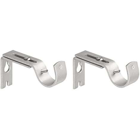 Crochets Muraux Réglables et Robustes pour Tringle à Rideaux de 2,5 cm – Lot de 2 en Nickel Argenté (1/5)