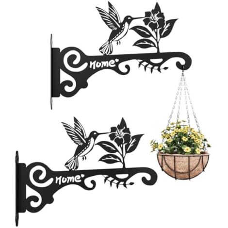 Support de Jardinière pour Balcon en Métal Décoratif – 2 Pièces avec Motif Colibri, Suspension Extérieure Robuste pour Plantes (1/5)
