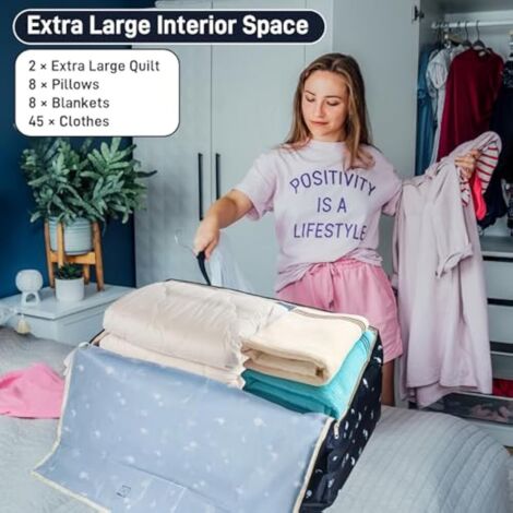 2 Pièces Sac de Rangement Grand Format 105 L avec Fermeture Éclair Double, Étanche et Robuste pour Vêtements, Couettes ou Déménagement (1/5)