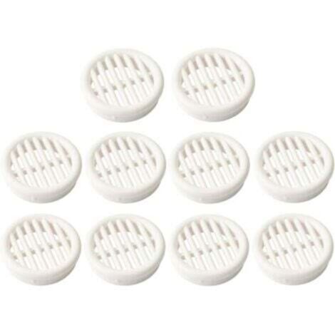 Grille de ventilation ronde en plastique blanc – 10 unités, diamètre d’encastrement 39,5 mm, hauteur 11 mm, pour plafond ou mur (1/4)