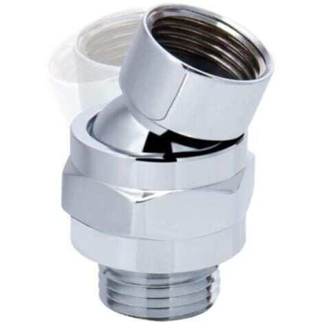 Rotule pivotante en laiton réglable pour douche – Adaptateur universel argent, compatible pomme de douche et tuyau d’eau (1/4)
