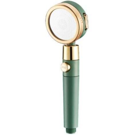Pomme de douche haute pression 3+1 modes avec filtre anti-calcaire et arrêt tactile – ABS vert, résistante à l’eau et à la saleté (1/4)