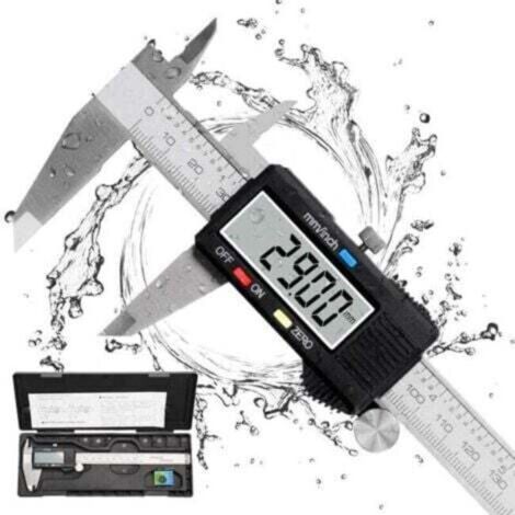 Pied à coulisse numérique 150 mm en acier inoxydable – écran LCD grand format, précision 0,01 mm, conversion mm/pouces, résistant aux éclaboussures (1/4)