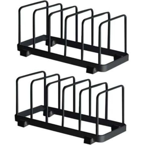 Égouttoir à assiettes et rangement pour planches à découper – Organisateur de cuisine noir, 2 pièces, en acier inoxydable (1/4)