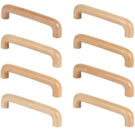 Poignées de meuble en bois naturel – Lot de 8 pièces, entraxe 96 mm, idéales pour armoires de cuisine et tiroirs (1/4)