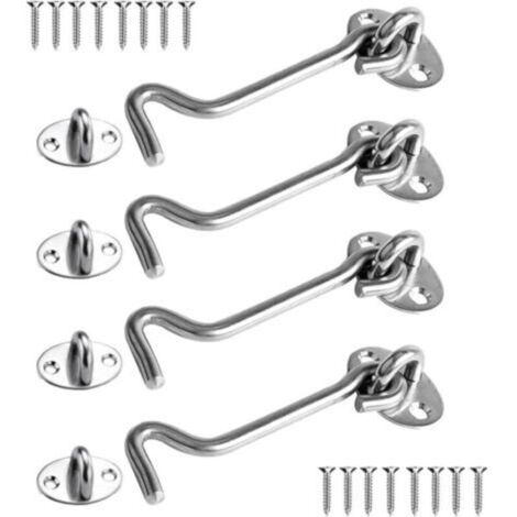 Loquet de porte en acier inoxydable 10 cm – Lot de 4 pièces, finition argentée, pour portail, grange, salle de bain et fenêtre coulissante (1/4)