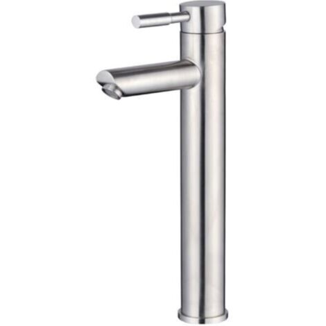 Robinet lavabo monotrou en acier inoxydable brossé – Finition nickel, débit froid uniquement, design épuré et moderne (1/4)