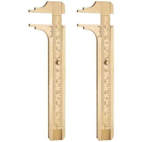 Pied à coulisse de poche en laiton – Lot de 2 pièces, précision millimétrique, règle intégrée, idéal pour bricolage et atelier (1/4)