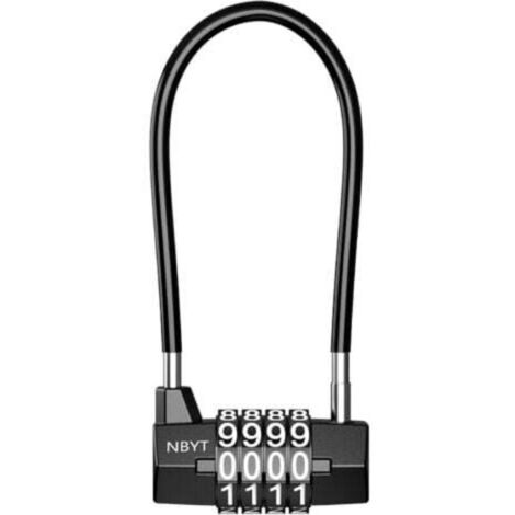 Cadenas à combinaison 4 chiffres avec anse longue – Serrure résistante aux intempéries, câble de sécurité pour bagages, gymnase et garage (1/4)