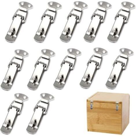 Ferme-porte à bascule en acier inoxydable – Lot de 12 loquets à levier avec ressort, pour boîtes, armoires et trousses médicales (1/4)