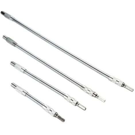 Rallonge flexible pour perceuse et tournevis – Lot de 4 pièces (150/200/300/400 mm) en acier trempé avec embout hexagonal (1/4)