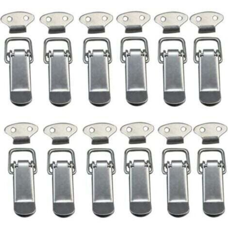 Ferme-porte à bascule avec ressort – Lot de 12 pièces en acier inoxydable pour coffrets, tiroirs, armoires et trousses médicales (1/4)