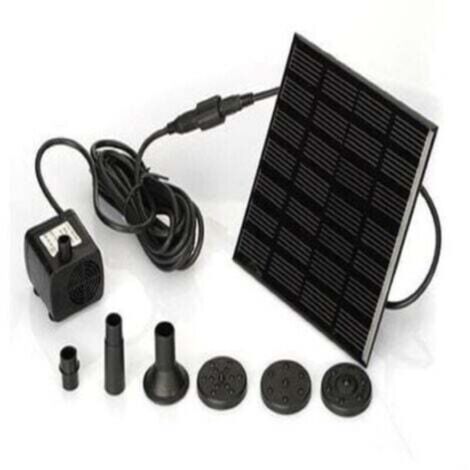 Pompe solaire pour fontaine submersible 7 V – 1,2 W avec 6 buses, dimensions 11 x 11 cm, câble de 3 m (1/4)