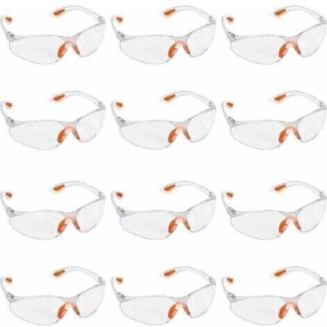 Lunettes de sécurité transparentes – Lot de 12 unités avec verres en plastique anti-buée, pont nasal et embouts caoutchouc pour confort optimal (1/4)