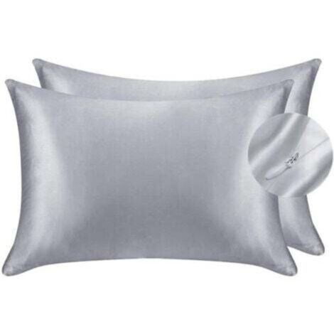 Taies d’oreiller en satin luxueux – Lot de 2, 50 x 75 cm, fermeture éclair discrète, anti-rides et douceur capillaire (1/4)