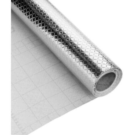 Papier d’aluminium autocollant décoratif cuisine – 40 x 200 cm, résistant à la chaleur et aux projections d’huile, motif treillis carré (1/4)