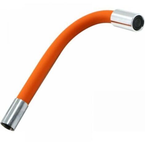 Tuyau rallonge universel pour robinet – 30 cm, silicone souple et résistant, réglage flexible de la pulvérisation, couleur orange (1/4)
