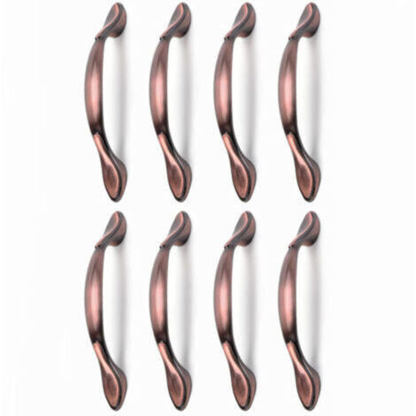 Poignées de meuble vintage arc en bronze rouge – Lot de 8, entraxe 96 mm, pour armoires et tiroirs (1/4)