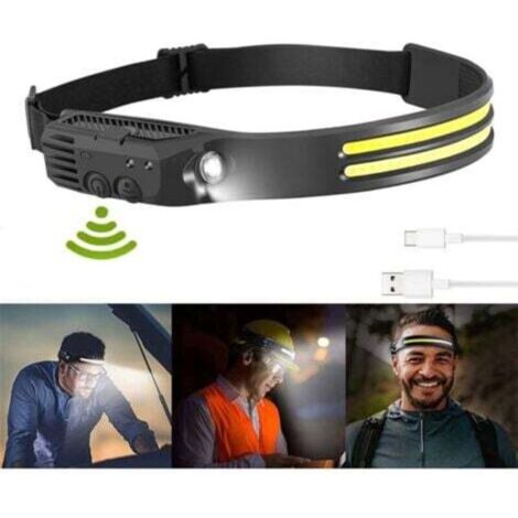 Lampe frontale LED rechargeable USB – Étanche, 500 lm, pour pêche, course à pied et activités outdoor – Lot de 1 (1/4)