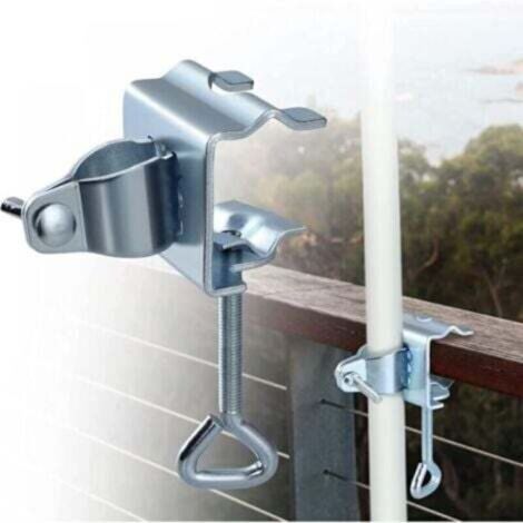 Support de parasol pour table en métal robuste – Pince solide avec serrage rapide, idéal pour balcon, terrasse et jardin (1/4)