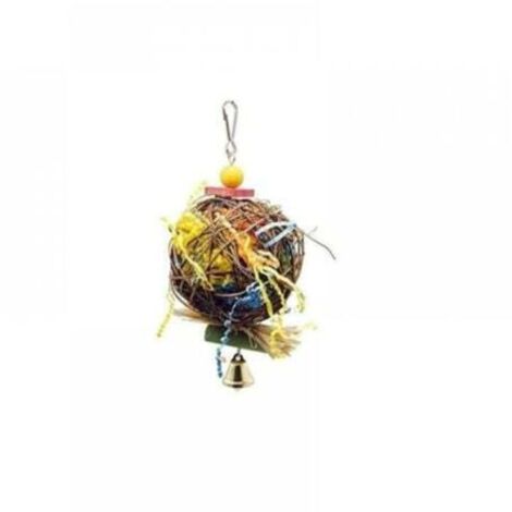 Jouets à mâcher pour oiseaux – Lot de 2 jouets suspendus en bois naturel et cordes résistantes, adaptés perroquets & conures (1/4)