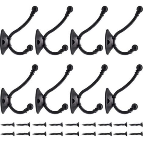 Patères murales vintage en métal – Lot de 8 crochets rétro pour porte-manteau, salle de bain et cuisine (1/4)