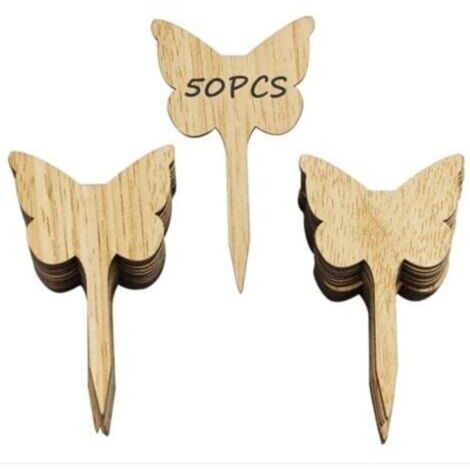 Étiquettes botaniques en bambou motif papillon – Lot de 50 étiquettes résistantes pour jardin, extérieur, serre et cour (1/4)