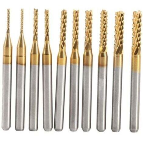 Fraises à bout carbure cémenté pour gravure et sculpture – Lot de 10 pièces, diamètre 1–3 mm, haute précision et durabilité (1/4)