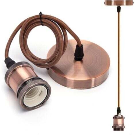Suspension lampe E27 vintage avec douille et câble 1 m, anneau à vis inclus – idéale pour déco industrielle ou rétro (1/4)