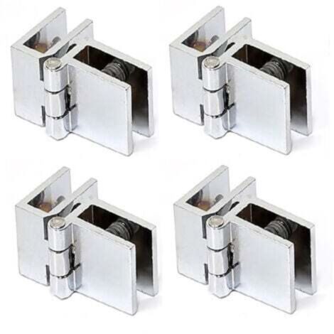 4 Fixations pour Porte en Verre – Charnières en Alliage de Zinc, Convient pour Vitrages de 5 à 8 mm, Lot de 4 (1/4)