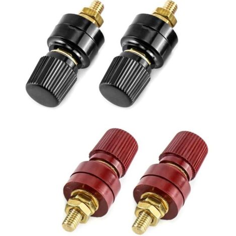 Borne de Liaison en Laiton M6 – 4 Pièces Rouges et Noires pour Connexion Électrique Sûre et Fiable (1/4)