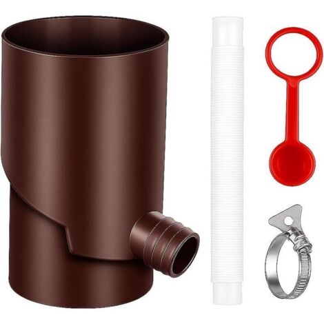 Dérivateur d’eau de pluie en plastique rond 10 cm avec tuyau réglable pour collecte, irrigation et aquarium (1/4)