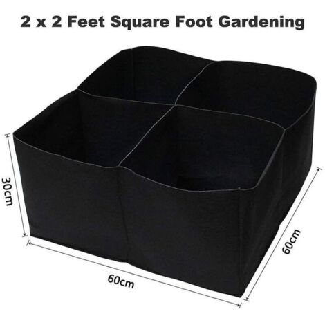 Sac de Culture pour Plantes – Sac de Croissance en Tissu Non Tissé – Bassin de Plantation Rectangulaire 60x60x30 cm Noir (1/2)