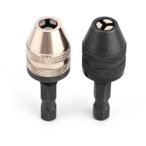 2 Pièces Mandrin Sans Clé pour Perceuse et Tournevis à Percussion – Adaptateur Universel Compatible avec Outils Électriques (1/4)