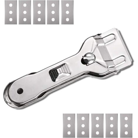 Grattoir en Céramique Double Tranchant avec Lame de Rechange pour Nettoyer Poêles, Vitres et Surfaces Céramiques (1/4)