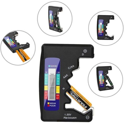 Testeur de Batterie Numérique LCD Universel pour Piles Bouton AAA AA C D 1,5 V à 9 V et Mini Piles (1/3)