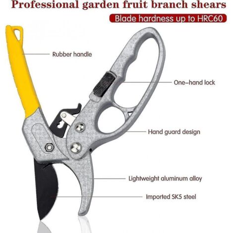 Sécateur de Jardin Professionnel avec Poignées Antidérapantes en Caoutchouc – Coupe Précise des Tiges et Branches jusqu’à 20 mm (1/3)