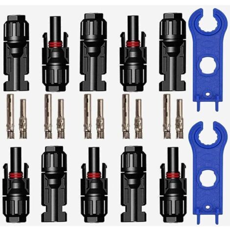 5 Paires de Connecteurs PV Étanches pour Panneaux Solaires – Male/Femelle avec Clés Hexagonales – Accessoires Câblage Photovoltaïque (1/4)