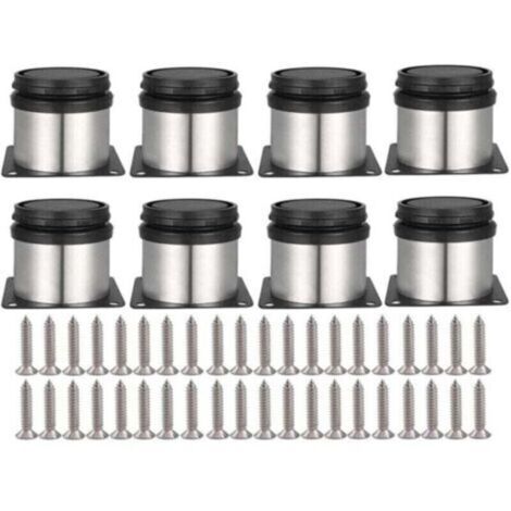 8 Pieds de Meuble Réglables en Acier Inoxydable Ronds – Pour Table, Canapé, Armoire, Étagère – 50 mm – Vis Incluses (1/4)