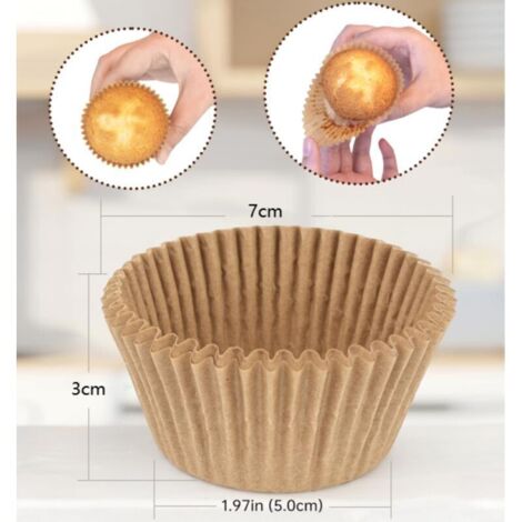 Caissettes à Muffins en Papier Naturel, 100 Pièces Standard Résistantes à la Graisse et Non Blanchies pour Fêtes, Anniversaires, Mariages et Pâtisserie (1/3)