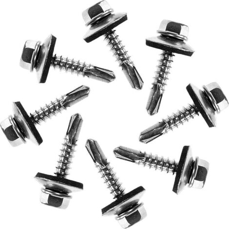 Vis Autoperceuse en Acier pour Métal M5 × 20 mm Tête Hexagonale avec Rondelle Étanche – Lot de 50 (1/3)