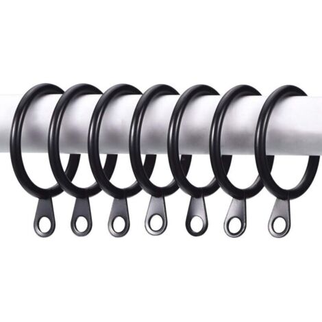 Anneaux de Rideaux en Métal Noir 30 mm – Lot de 40 pour Tringles et Rideaux à Œillets, Coulissants et Drapés (1/3)