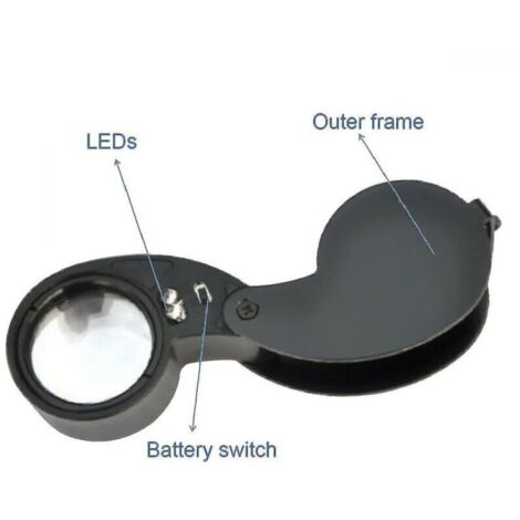 Loupe de bijoutier 40x avec éclairage LED intégré pour inspection précise des pierres et métaux précieux (1/3)