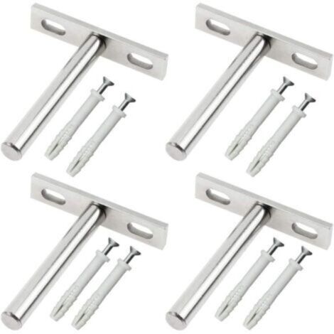 Étagère Flottante en Bois avec Supports Métalliques Cachés 79 mm – Lot de 4 Supports Muraux pour Étagères Sans Visibilité (1/4)