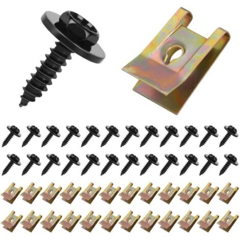 Kit de Fixation Universel pour Voiture – 48 Pièces Clips en Forme de U, Vis et Écrous en Métal pour Garde-Boue et Protection Anti-Éclaboussures (1/4)